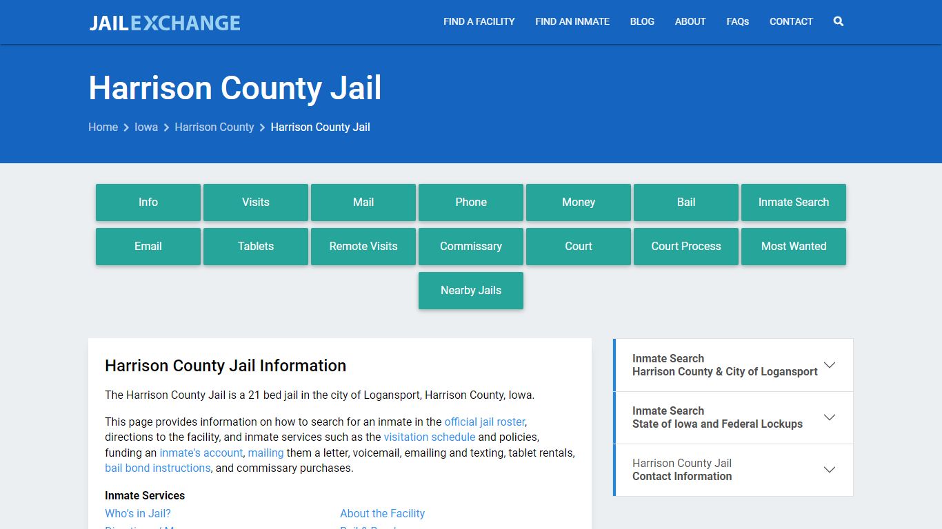 Harrison County Jail, IA Inmate Search, Information